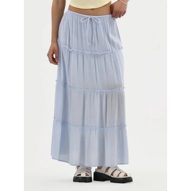 No Boundaries Tiered Maxi Skirt, Women's | Walmart (US)