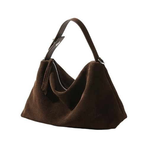 Genuine Leather Suede Hobo and Tote Bags for Women, New Large Brown Handbag - Retro Slouchy Crossbody Bag | Amazon (US)