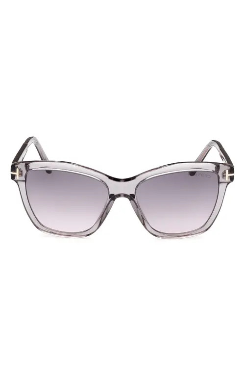 TOM FORD Lucia 54mm Gradient Square Sunglasses in Shiny Grey Black /Smoke at Nordstrom | Nordstrom