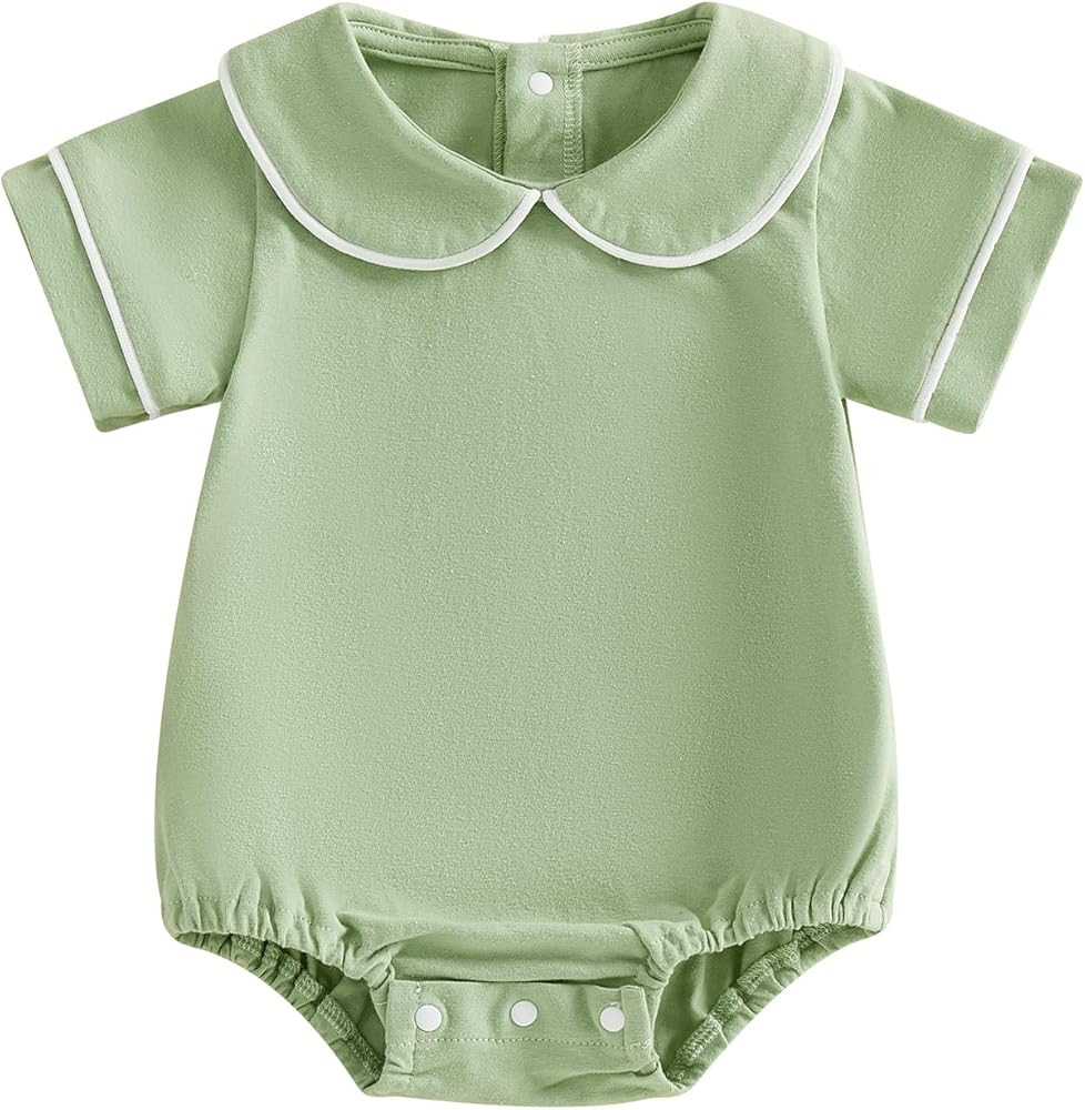 Balaflyie Bubble Romper Baby Boy Girl Cotton Collar Bodysuit Oversize T-shirt Romper Infant Top | Amazon (US)
