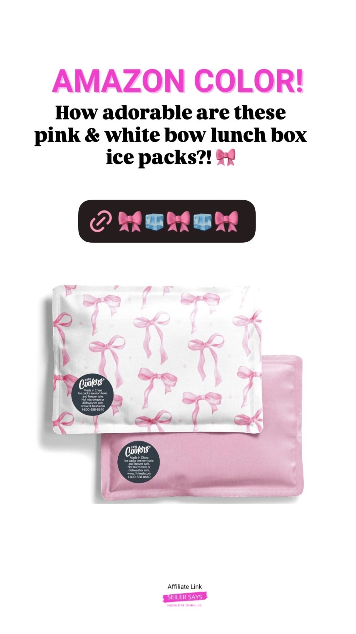 How adorable are these pink & white bow lunch box ice packs?! 🎀