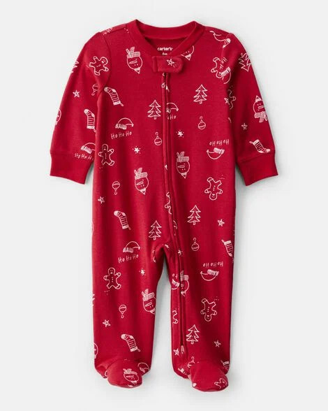 Carter's Baby Boys Christmas 100% Cotton Snug Fit 2-Way Zip Sleep & Play Pajamas - Red 3M Red | Carter's Inc