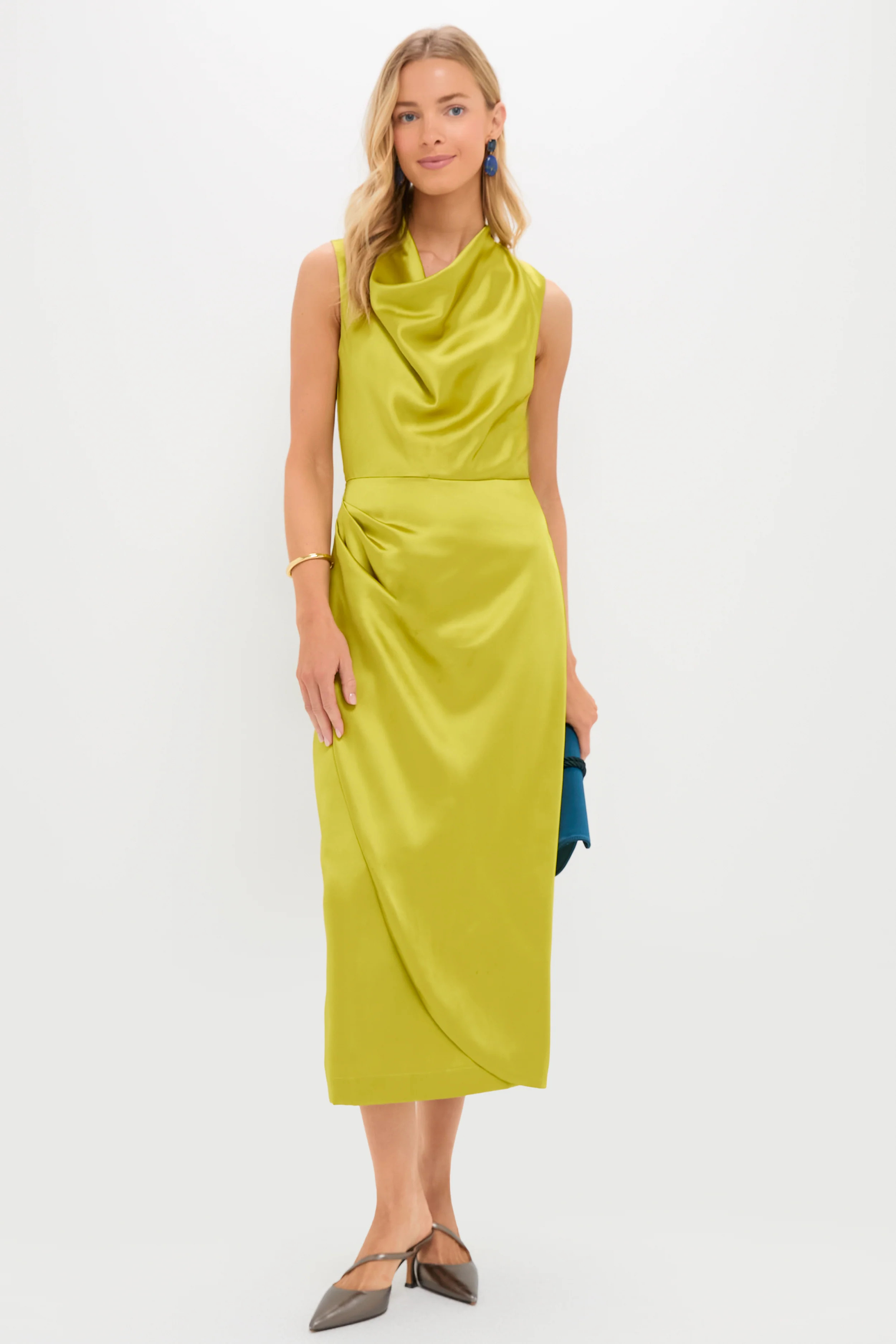 Chartreuse Satin Sinclair Dress | Tuckernuck (US)