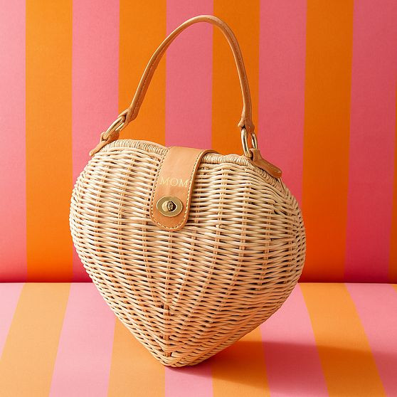 Wicker and Leather Heart Crossbody | Mark and Graham
