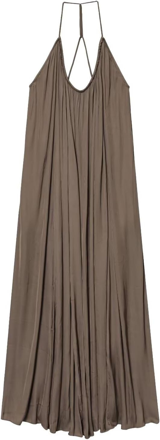 French Fashion Ladies Lazy Satin Pleated Suspender Dress Women Ins Blogger Retro Evening Dresses ... | Amazon (US)