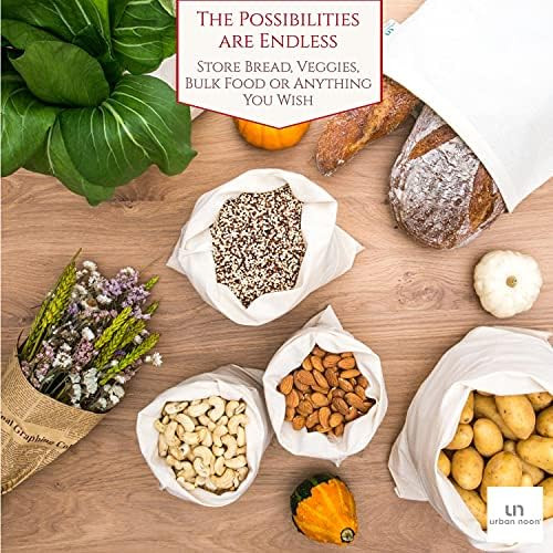 Reusable Produce Bags - 7 Pack Organic Cotton Muslin Bags with Drawstring, Bead, Tare Weight- 3 Size | Amazon (US)