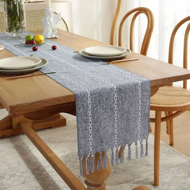 Zhudiyof Rustic Linen Table Runner, Farmhouse Style Table Runner with Hand-Tassels for Party, Dre... | Walmart (US)