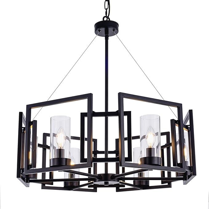 TOCHIC Black Farmhouse Chandelier, 6-Light Wagon Wheel Chandeliers for Dining Room, Modern Indust... | Amazon (US)