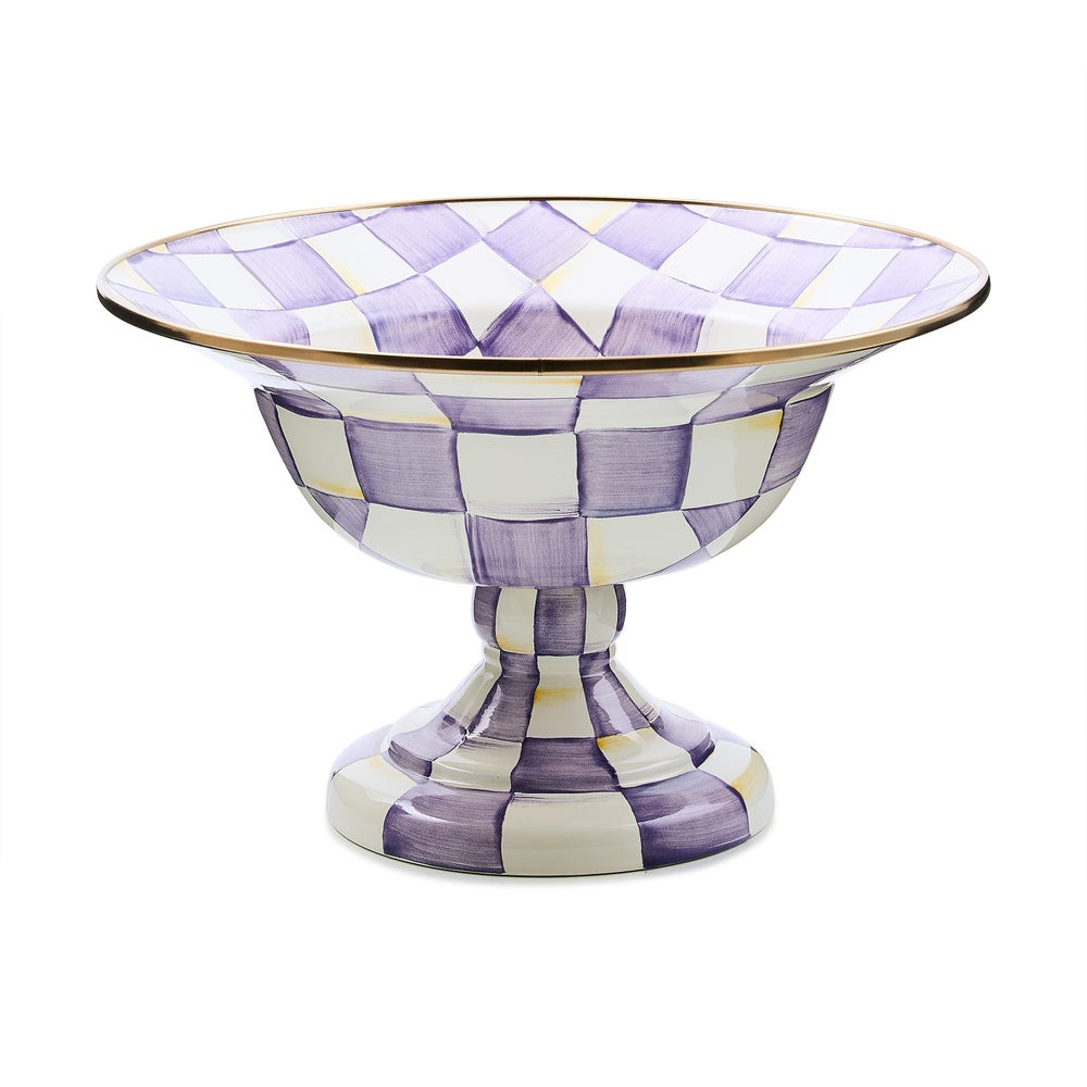 Violet Check Large Compote | MacKenzie-Childs