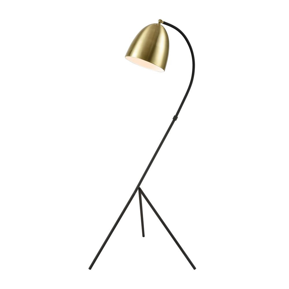 Titan Lighting Roxanne-Moulin 61 in. H Black and Satin Brass Floor Lamp | The Home Depot