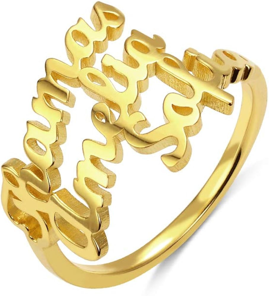 Yofair Personalized Name Rings Sterling Silver Custom Initial Rings Customize Mother Rings Christ... | Amazon (US)