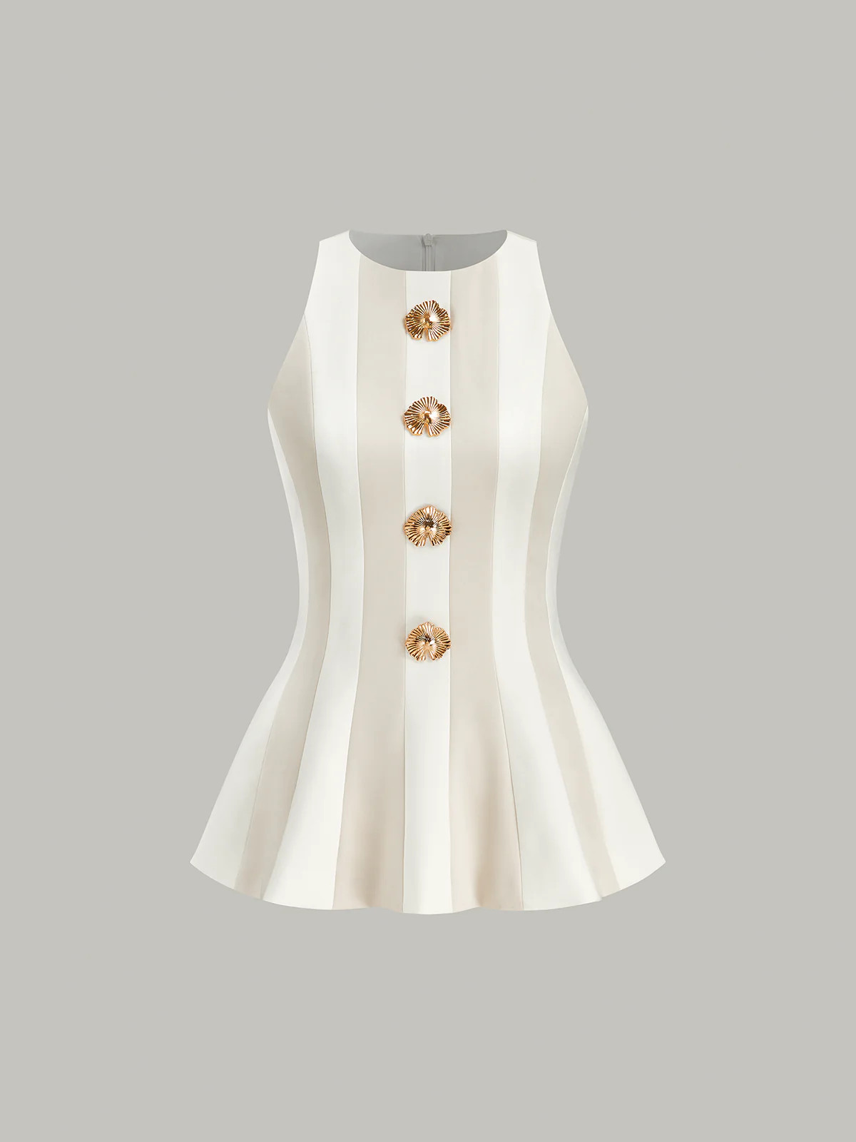 Striped Sleeveless Peplum Top | Commense