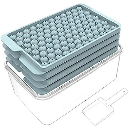 Round Ice Cube Tray with Lid & Bin Ice Ball Maker Mold for Freezer with Container Mini Circle Ice... | Amazon (US)