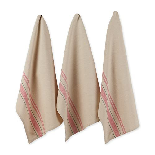 DII French Stripe, Kitchen Collection, Red, Dishtowel Set, 3 Count | Amazon (US)