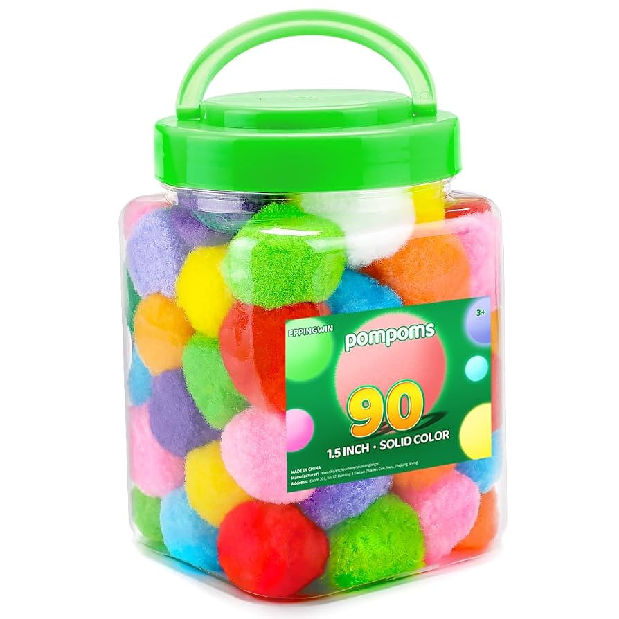 Eppingwin 90PCS Multicolor Pom Poms,1.5 Inch Soft Pompoms for Crafts, Assorted Colors Big Pom Pom... | Amazon (US)