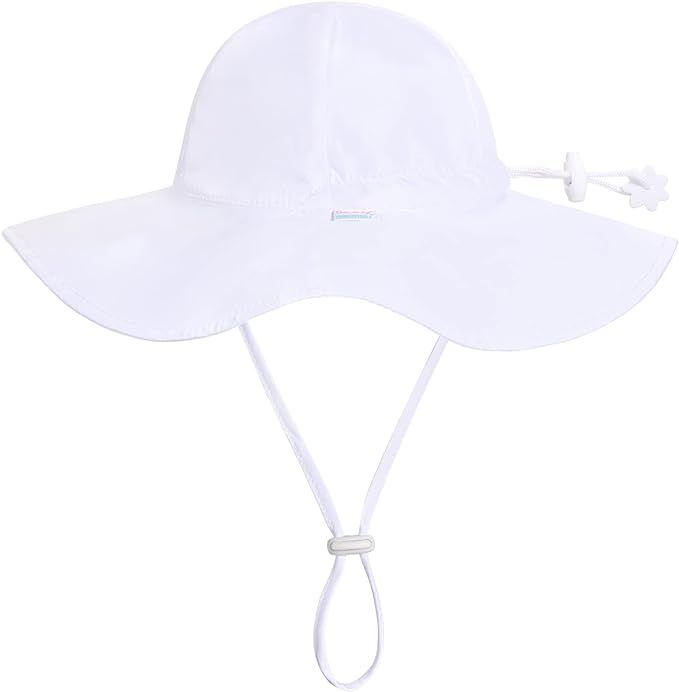 Unisex Baby Sun Hat with UPF 50+ Outdoor Adjustable Beach Hat, Baby Girl Wide Brim Bucket Hats fo... | Amazon (US)