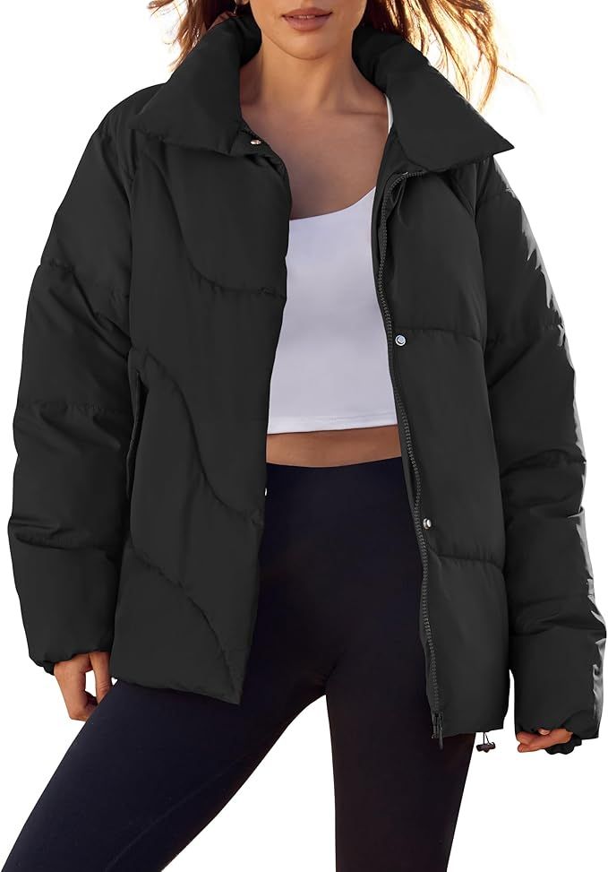 ZESICA Women's Winter Puffer Jacket Long Sleeve Zip Up Drawstring Quilted Baggy Warm Short Down C... | Amazon (US)