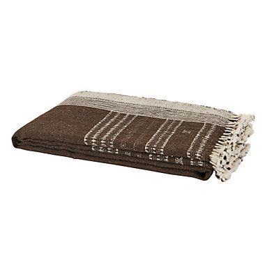 Nomad Throw Espresso with Hand Woven Wool & Pom Pom Tassel Fringe | Ballard Designs, Inc.