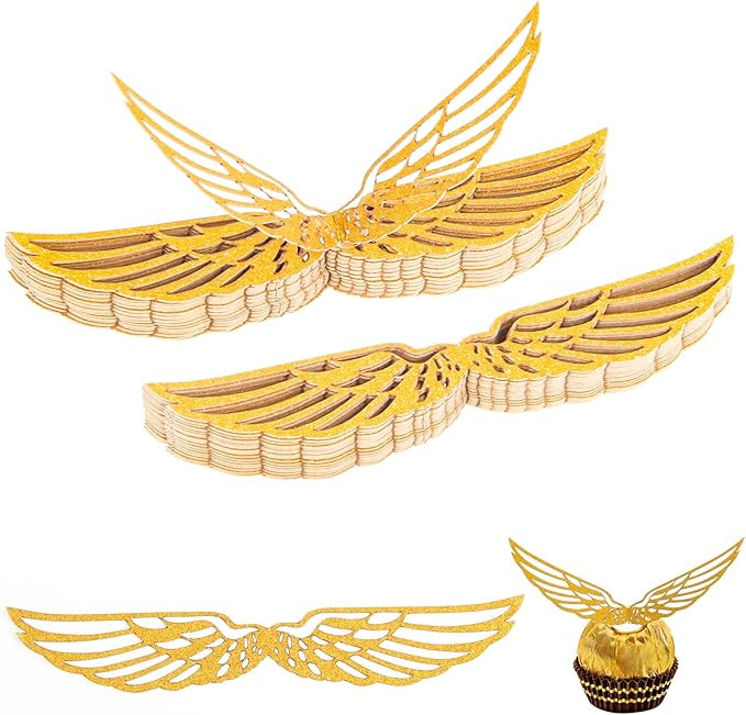 50Pcs Golden Snitch Wings Chocolate Decoration, Coldairsoap Happy Easte Cupcake Toppers Party Cho... | Amazon (US)