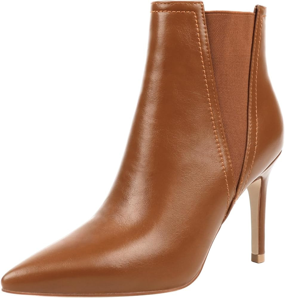 JOY IN LOVE Women's Ankle Boots Middle Heel Pointed Toe Stiletto Boots | Amazon (US)