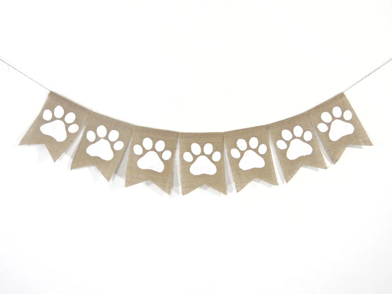 Paw Print Banner Pawty Banner Dog Birthday Banner Puppy - Etsy | Etsy (US)
