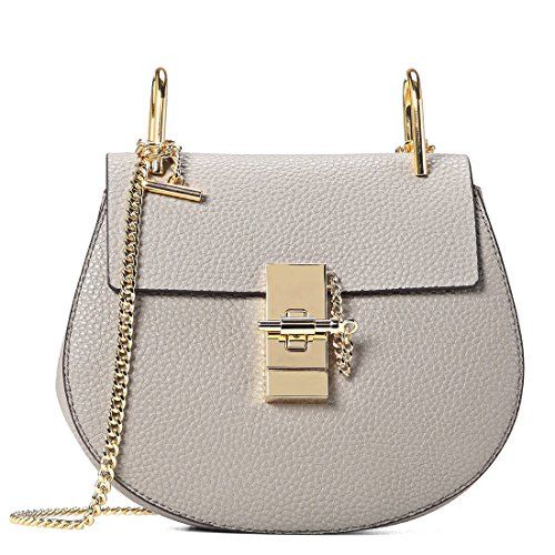 Eonjoy-Fashion Chloe Drew Bag Women's Genuine Leather Chain Handbag Shoulder & Cross Body Bags（grey） | Amazon (US)