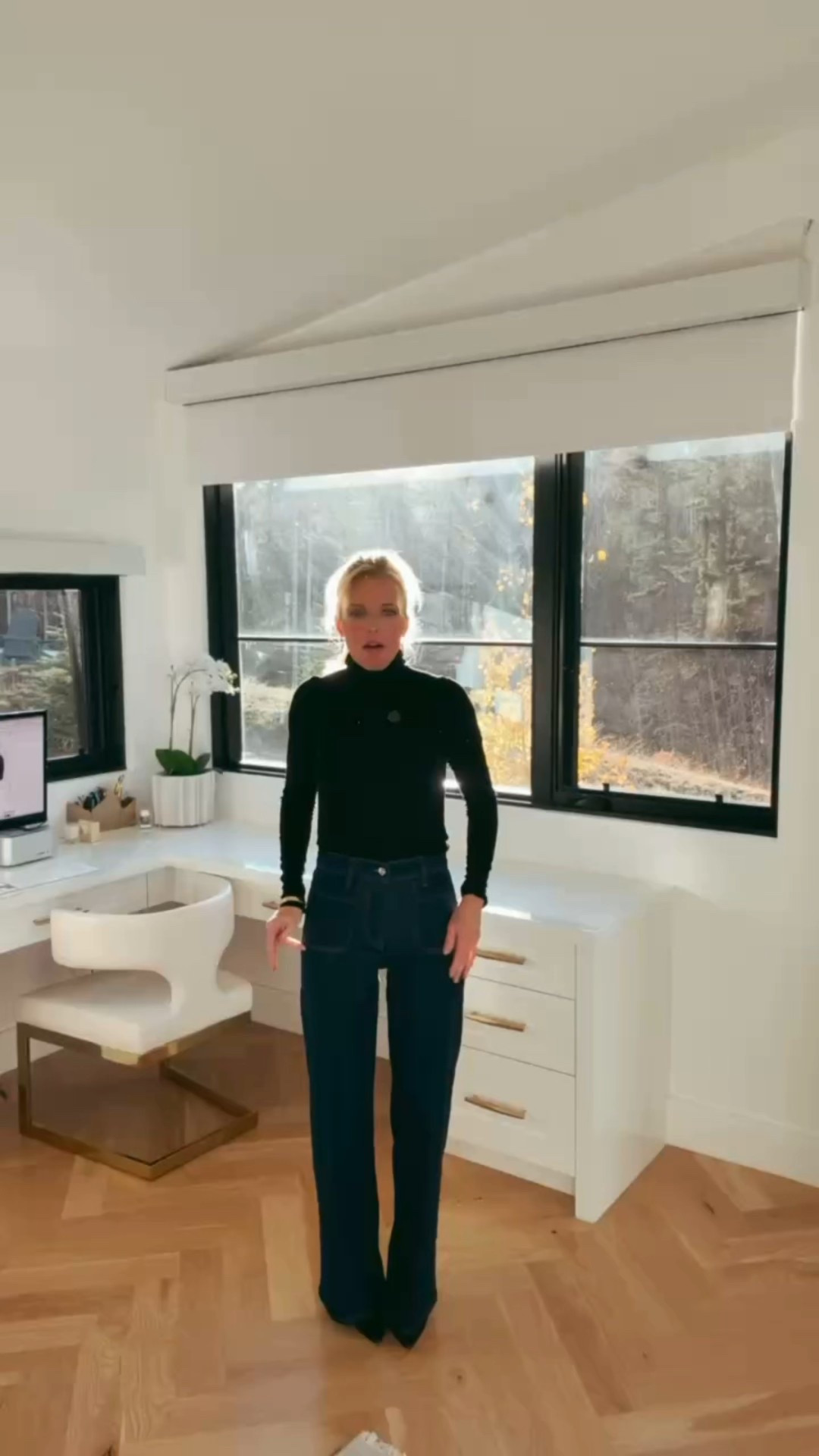 If you love the waist-snatching effect of a high-rise combined with the leg-lengthening magic of a wide silhouette, you’ll love this pair by FRAME. The front patch pockets give a subtle nod to 70’s tailoring—but in a way that feels modern, elevated, and totally wearable. While patch pockets can give more emphasis to the hips, these are cheated in to create a narrowing effect. And, of course the dark wash and wide leg silhouette make you look longer and leaner. There’s stretch to these jeans, but not so much that they leave you with a baggy rear end by lunchtime. None of us want that. They’re comfortable enough for errands, classy enough for dinner, and pair effortlessly with sweaters, blazers, and bodysuits. Consider these your grab-and-go jeans anytime you want that slimming, elongating, extra-boost of confidence look. Sizing note: these jeans have a 31-inch inseam… perfect length for petites with small heels or platform sneakers.

#LTKSeasonal