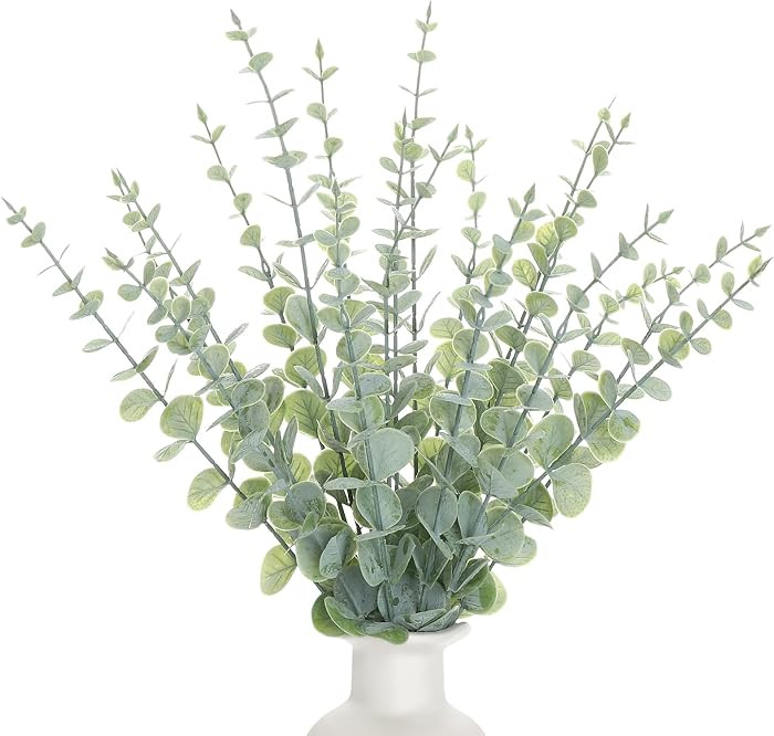 18pcs Eucalyptus Stems Greenery Stems Fake Leaves Artificial Flowers Bouquet Faux Branches Center... | Amazon (US)