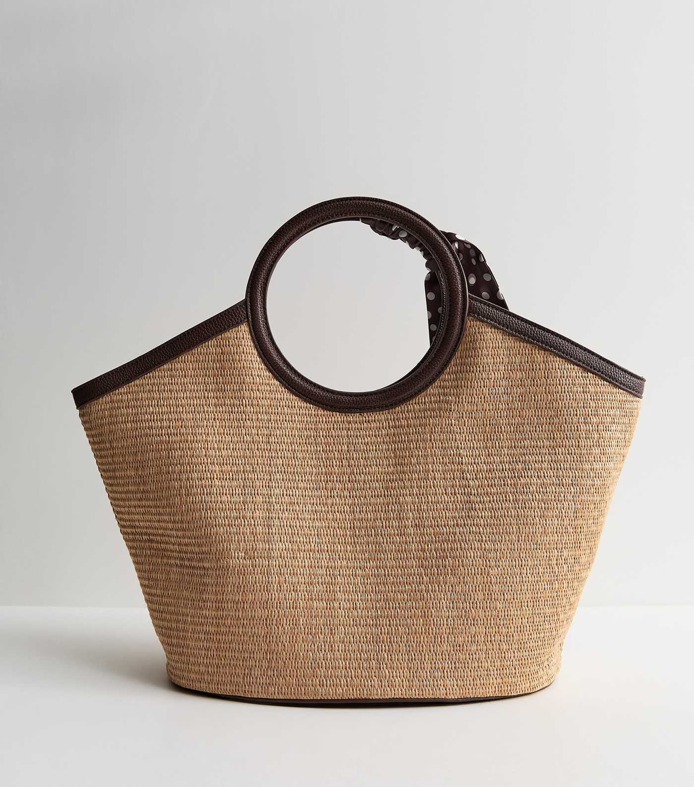 Stone Circle Top Handle Basket Bag with Scarf | New Look | New Look (UK)