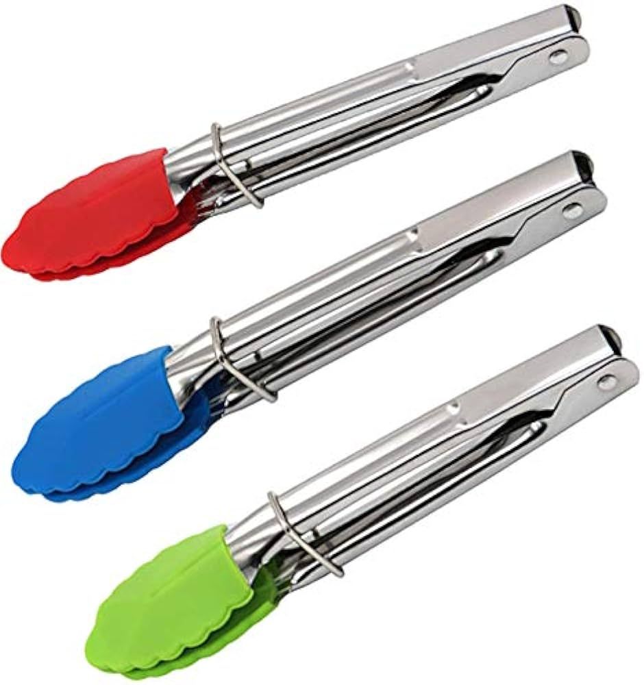 Premium Kitchen Tongs with Silicone Tip,Mini Metal Cooking Tongs 7 Inch Serving Tongs,Non-Stick,S... | Amazon (US)