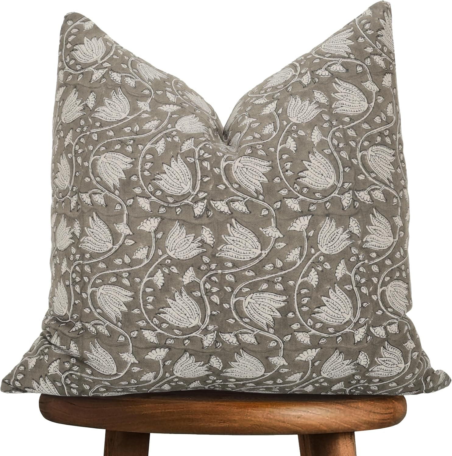 Handmade Block Print 100% Thick Cotton 20 x 20 inch Throw Pillow Cushion Cover with Zipper - Pill... | Amazon (US)