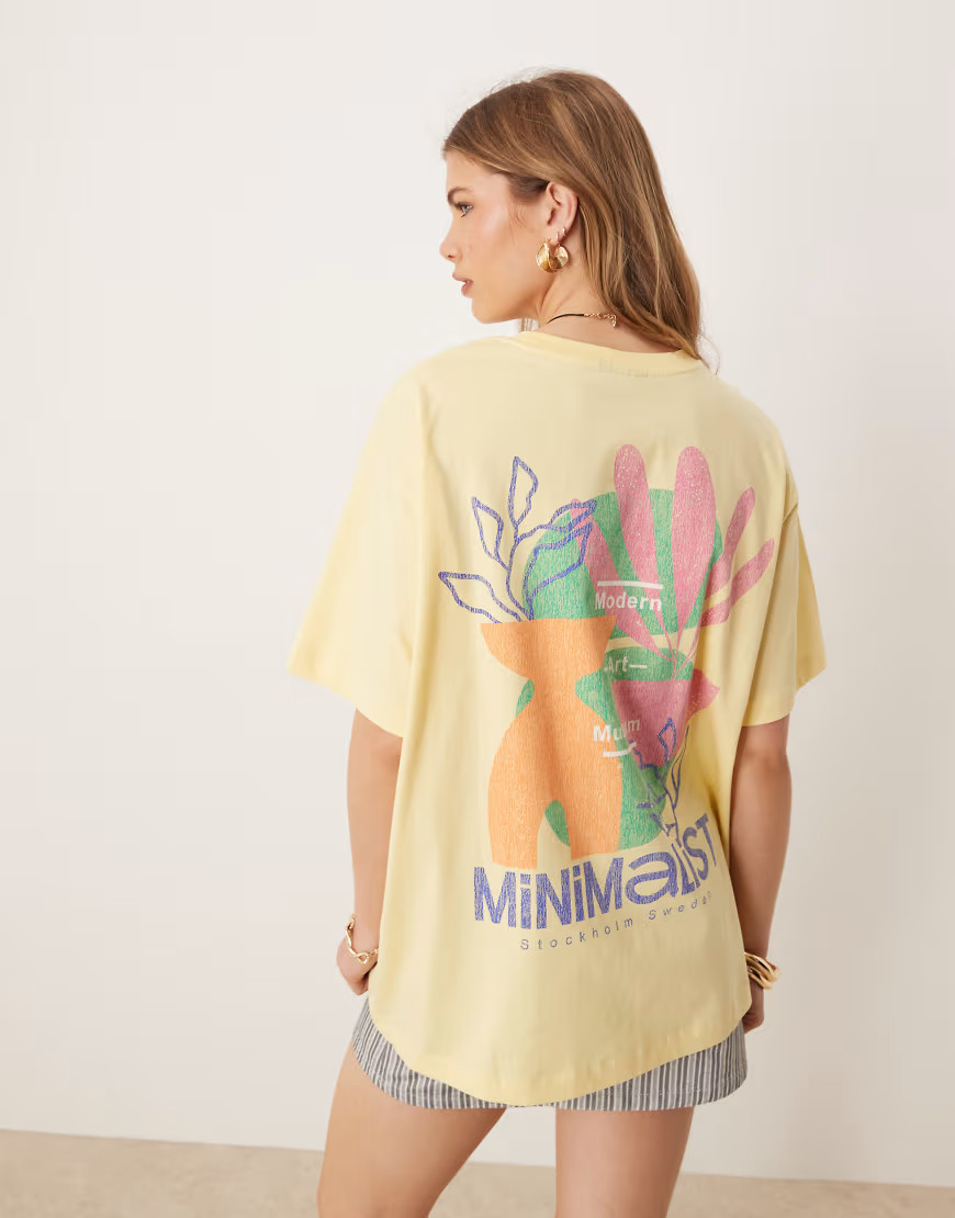 ASOS DESIGN oversized t-shirt with minimalist art graphic in yellow | ASOS (Global)