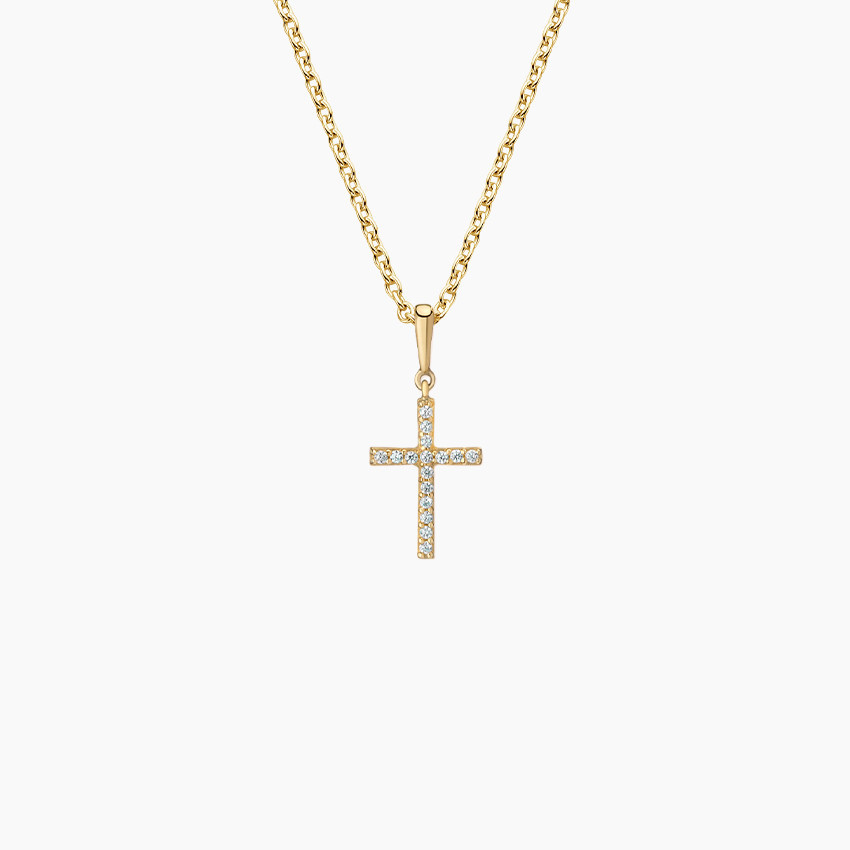 14K Yellow Gold Cross Diamond Pendant | Brilliant Earth