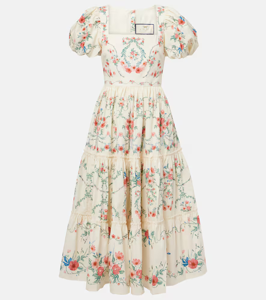 Agua by Agua Bendita Alga floral cotton poplin midi dress | Mytheresa (US/CA)