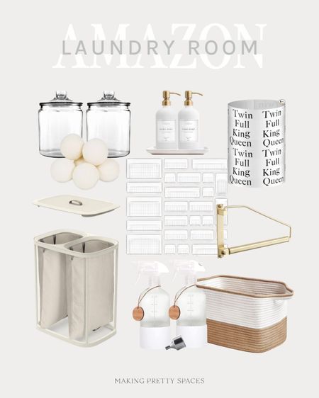 Amazon laundry room, laundry room refresh, organized laundry room, basket, jars, hamper, organizers, hanging rack, sheet organizers, wool dryer balls, spray bottles

#LTKbaby #LTKhome #LTKstyletip