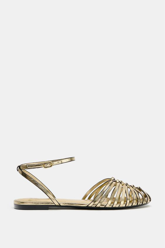 METALLIC EFFECT FLAT FISHERMAN SANDALS | Zara US