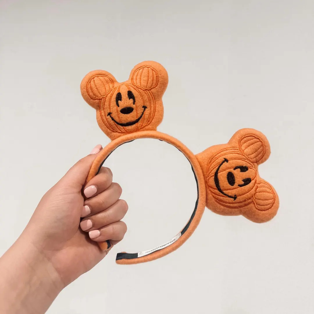 Embroidered Orange & Black Halloween Mouse Pumpkin Ears | Pumpkin Shaped Mouse Ears | Fall | Autu... | Etsy (US)