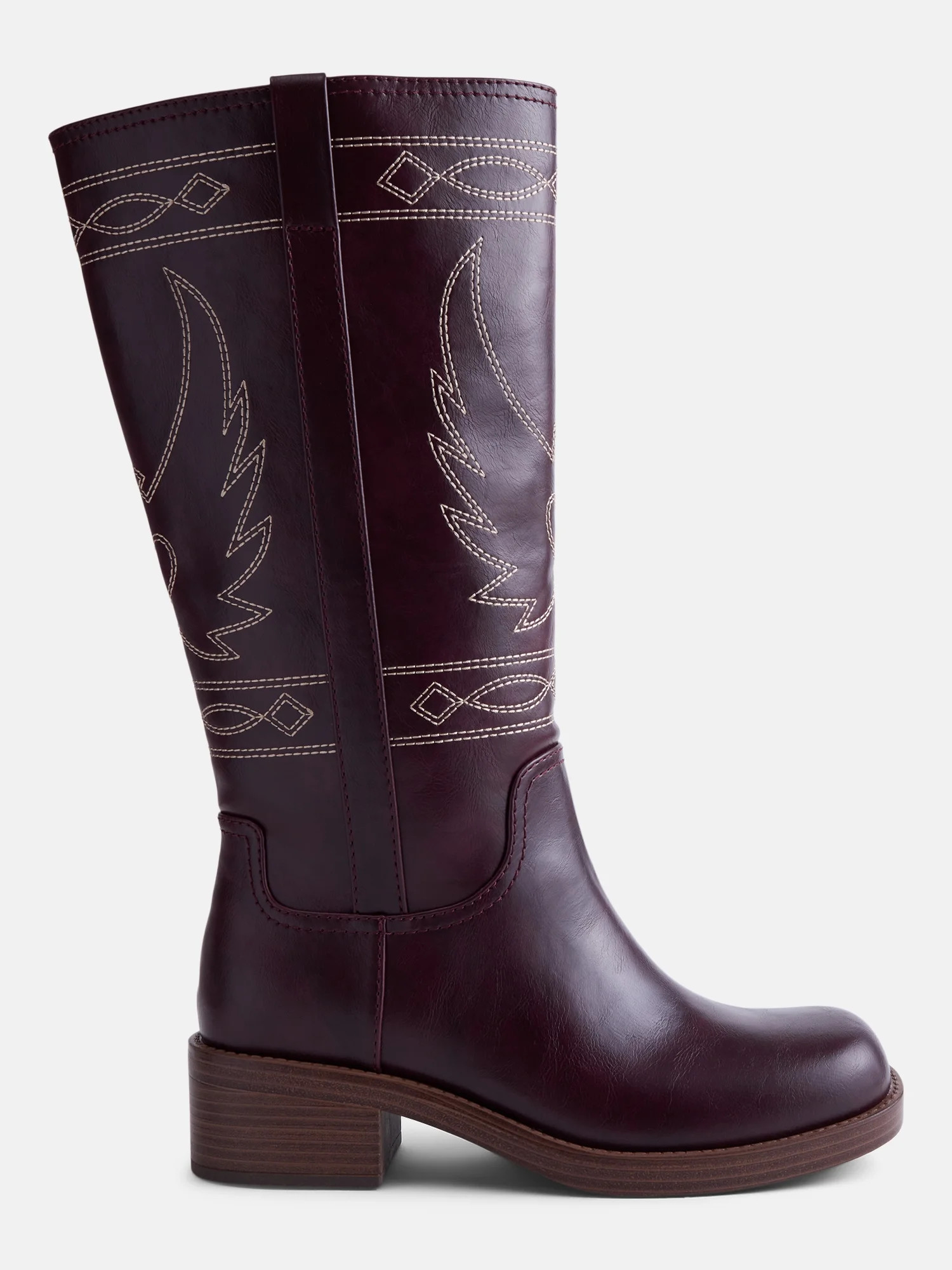 No Boundaries Women's Bird Embroidered Block Heel Boots - Walmart.com | Walmart (US)