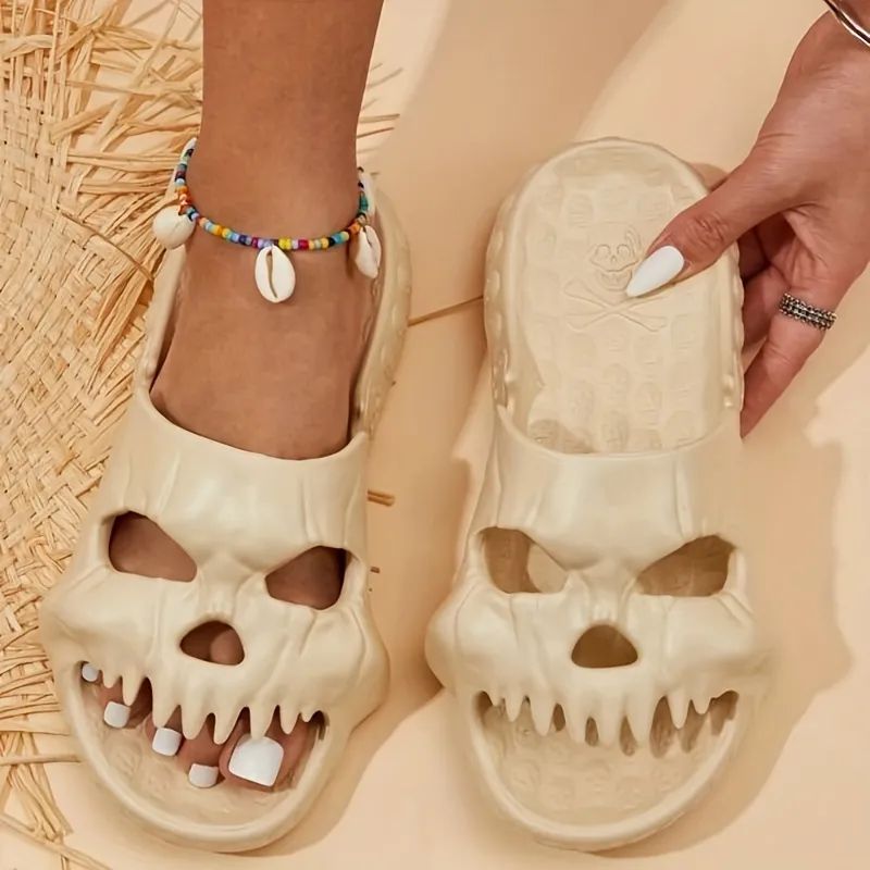 Women's Stylish Skull Slides - Non Slip Thick Sole Sports Slides For Summer Outdoor Walks | Temu Affiliate Program