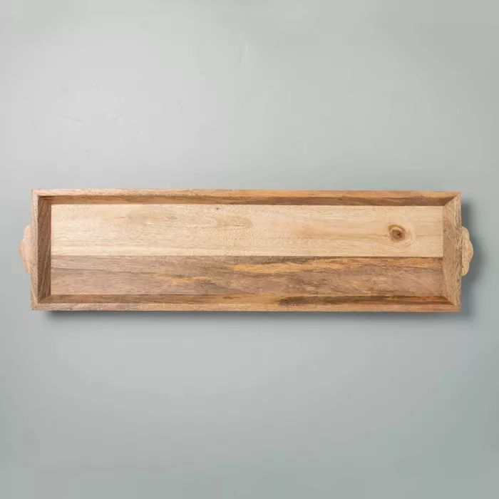 9&#34; x 33.5&#34; Carved Wood Tray - Hearth &#38; Hand&#8482; with Magnolia | Target