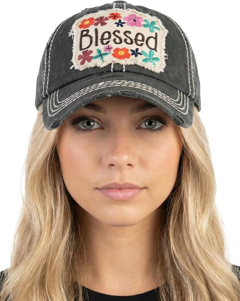 Funky Junque Distressed Vintage Baseball Cap - Embroidered Patch Women's Hat - Holiday, Lifestyle... | Amazon (US)