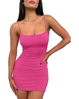 LILLUSORY Mini Dress Sexy Bodycon Dress 2024 Summer Short Backless Spaghetti Strap Tight Dresses ... | Amazon (US)