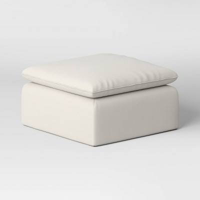 Haven French Seam Modular Sectional Sofa Ottoman Cream Canvas - Threshold™: Plywood Frame, No Assembly Required | Target