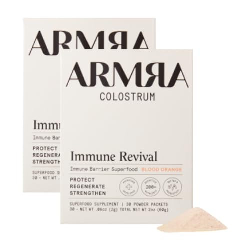ARMRA Colostrum™ Premium Powder, Grass Fed, Gut Health Bloating Immunity Skin & Hair, Contains 400+ Bioactive Nutrients, Potent Bioavailable, Keto, Gluten & Fat Free (Blood Orange | 60 Servings) | Amazon (US)