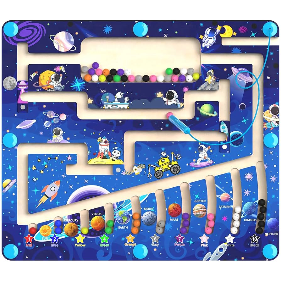 Magnetic Color and Number Maze - Montessori Toys for 3+ Year Old - Wooden Color Matching Learning... | Amazon (US)