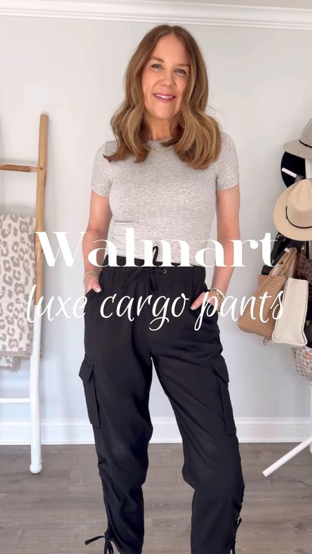 Styling these $24 luxe cargo pants! I kept things pretty casual but you definitely elevate these with heels for date night or the workplace ✨ I’m wearing a small.  

Walmart outfit, cargo pants outfit, how to style cargo joggers, style at middle age, timeless style, spring outfit idea, casual outfit, comfy chic outfit, style on a budget, affordable fashion, spring outfits 2024

#LTKSeasonal #LTKover40 #LTKVideo