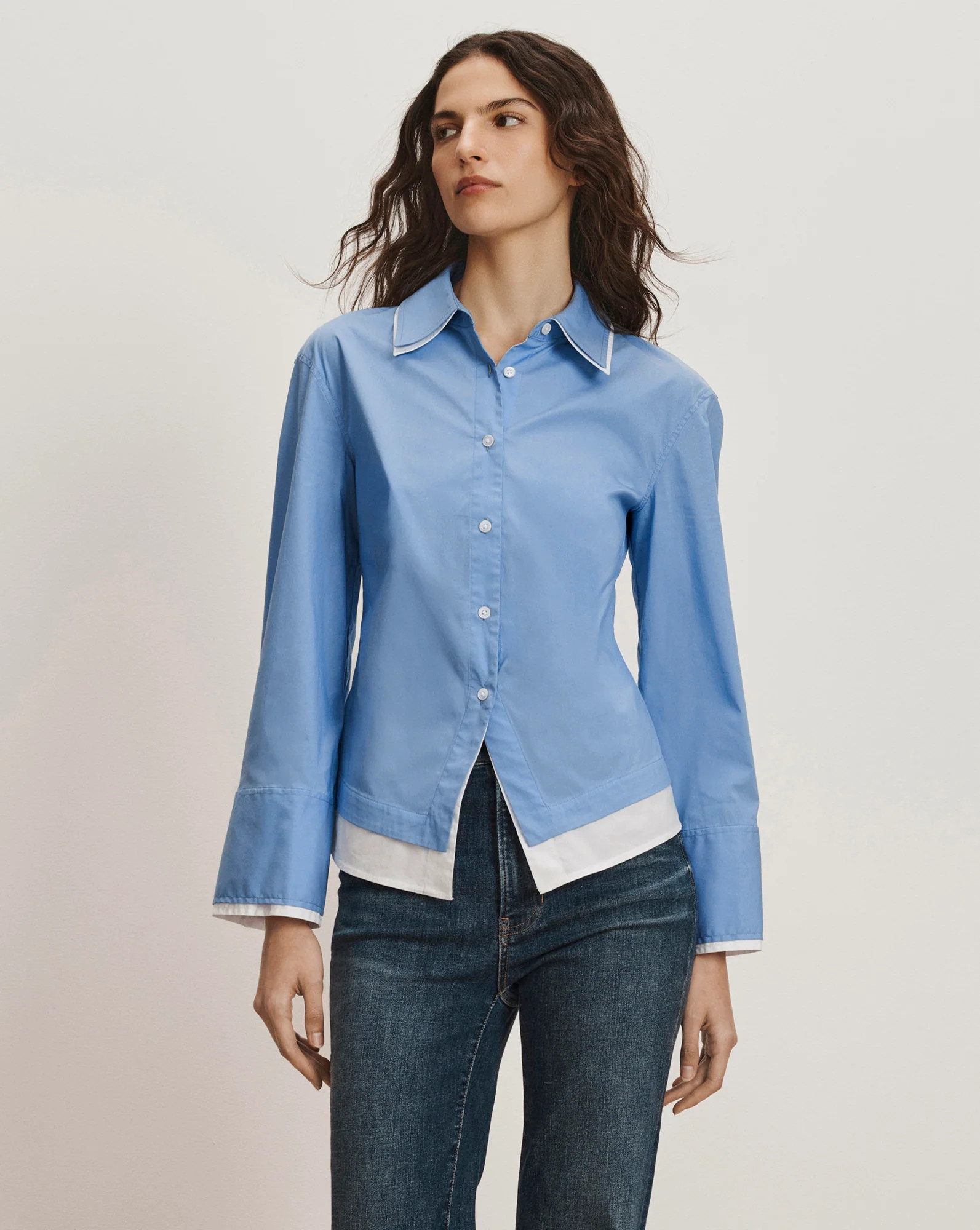 Veronica Beard Bonnie Button-Down Shirt Cadet | Veronica Beard
