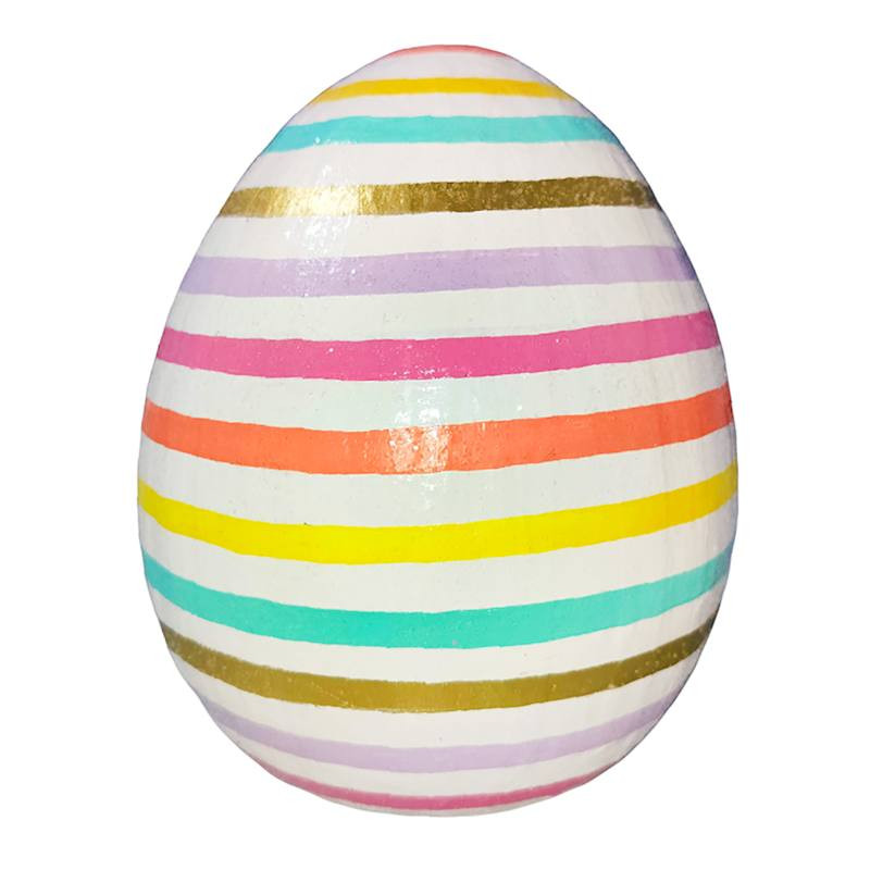 Bunny Brights Striped Paper Mache Egg, 8" | At Home