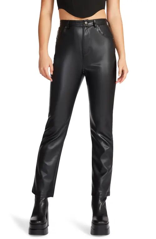 Steve Madden Josie Straight Leg Faux Leather Pants in Black at Nordstrom, Size 24 | Nordstrom