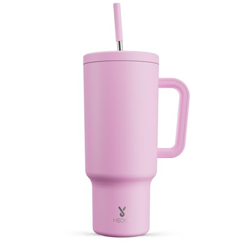 Meoky 40 oz Tumbler with Handle and Straw: Stainless Steel Insulated Tumbler with Lid and Straw - 100% Leak Proof Tumbler for Car Cup Holders - Travelers Commuters Workers, Pink | Amazon (US)
